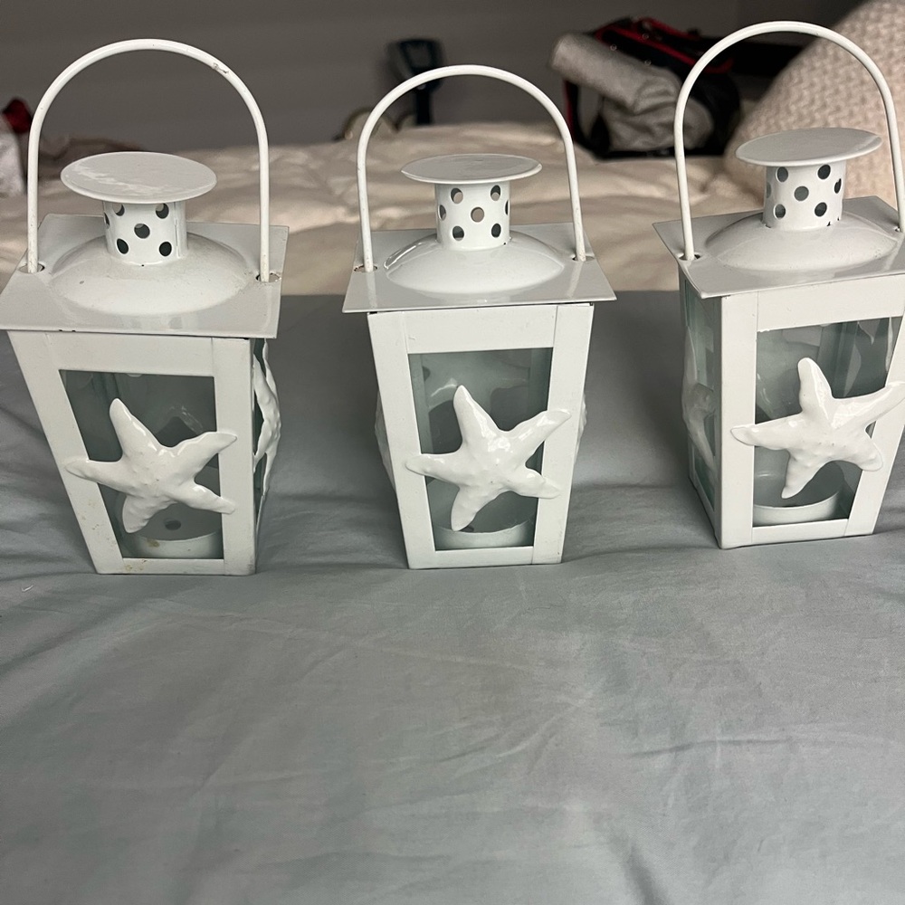 White Starfish Tealight Set